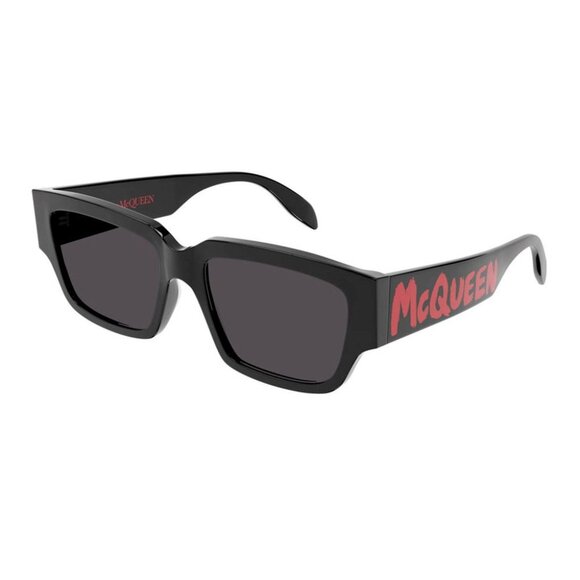 NEW ALEXANDER MCQUEEN SUNGLASSES AM0329S 002 UNISEX BLACK SQUARE EYEWEAR - Picture 1 of 4
